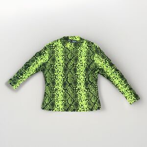 Polly & Esther Neon Mesh Sheer Snake Print  Y2K Grunge Party Top Shirt Large